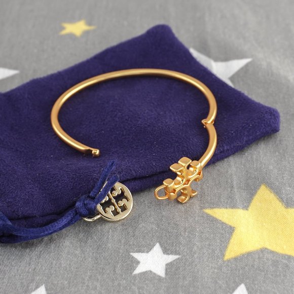 Tory Burch Eleanor Hinged Cuff Bracelet in Tory Gold (Brand New) - Picture 6 of 8